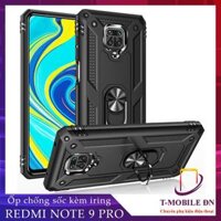 Ốp lưng cho Xiaomi Redmi Note 10 10S 9S 9 Pro Max 5G chống sốc 2 lớp kèm nhẫn iring làm giá đỡ - Redmi Note 9 Pro - Đen