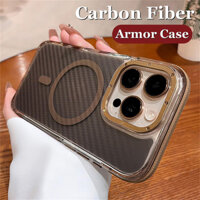 Ốp lưng chống rơi họa tiết sợi Carbon cho IPhone 16 Pro Max 11 12 13 14 15 Pro Max 16 Plus Vỏ ống kính kim loại Vỏ chống sốc