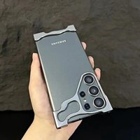 Ốp lưng chống sốc bằng hợp kim nhôm trần cho Samsung S25 S23 S24 Ultra Plus Vỏ điện thoại kim loại không đều sang trọng có bảo vệ màng ống kính