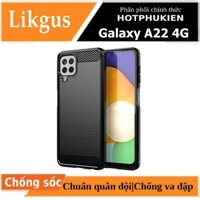 Ốp lưng chống sốc cho Samsung Galaxy A22 4G  M22  M32 hiệu Likgus vân kim loại , chống sốc chuẩn quân đội, chống va đập - hàng nhập khẩu - Đen