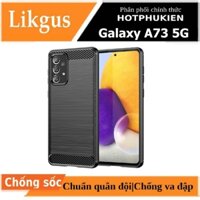 Ốp lưng chống sốc cho Samsung Galaxy A73 5G hiệu Likgus vân kim loại , chống sốc chuẩn quân đội, chống va đập - hàng nhập khẩu - Đen
