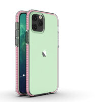 Ốp lưng chống sốc dành cho iPhone 12 pro12 pro max viền màu siliconHàng chính hãng - viền hồng nhạt - iPhone 12 Pro Max