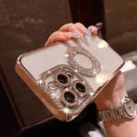 Ốp lưng chống sốc diamond socialite sang trọng cho iphone 14 pro max plus 13 12 11 pro max màu tím thẩm mỹ ban nhạc trong suốt logo apple kèm theo hoàn toàn ốp lưng cao cấp