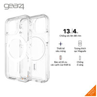 Ốp lưng chống sốc Gear4 D3O Crystal Palace Snap 4m hỗ trợ sạc Magsafe cho iPhone - Hàng Chính Hãng - iPhone 12 Pro Max - Clear