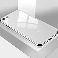 Ốp lưng chống sốc  lưng kính viền màu TPU dẻo dành cho iPhone 6 Plus, iPhone 6S Plus - Trắng