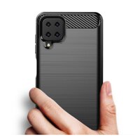Ốp lưng chống sốc Vân Sợi Carbon cho Samsung Galaxy A22 4G - Hàng Nhập Khẩu - đen