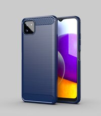 Ốp lưng chống sốc Vân Sợi Carbon cho Samsung Galaxy A22 5G - Hàng Nhập Khẩu - Xanh Đen