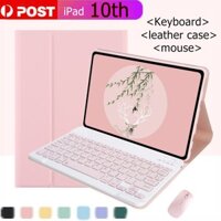 Ốp Lưng Có Bàn Phím Cho iPad Thế Hệ 10 10.9 "2022 Không Dây Bluetooth Bàn Phím Chuột Từ Da Bao Bút Khe Cắm