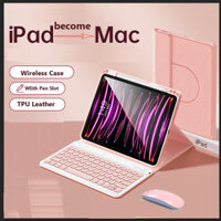 Ốp lưng có bàn phím cho XIAOMI Red Mi Pad SE 11 Inch 2023 360° Hộp đựng chuột không dây có đế xoay có vỏ sau TPU