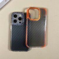 Ốp Lưng Cứng Acrylic Bằng Sợi Carbon Bảo Vệ Len Kim Loại Cho iPhone 15 14 13 12 11 Pro Max