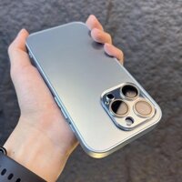Ốp lưng cứng chống vân tay Matte Tempered Glas Vỏ điện thoại sang trọng có bảo vệ ống kính cho iPhone 15 14 13 12 Pro Max