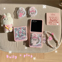 Ốp Lưng Cứng Pink Bunny 2in1 Cho Samsung Z Flip 6 Z Flip 5 Ốp Lưng PC Chống Sốc Điện Thoại Ốp Lưng Dễ Thương