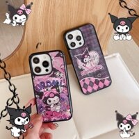 Ốp lưng cứng sạc từ tính Kuromi hình nơ màu hồng dễ thương cho iPhone 11 12 13 14 15 16 Plus 16 Pro Max