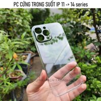 Ốp Lưng CỨNG Trong Suốt Cho IPhone 11 12 13 14 series Nhựa PC Cứng Mỏng, Không Ố Vàng, Có Gờ Bảo Vệ Camera. - iPhone 12 Pro Max