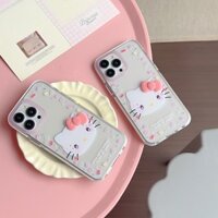 Ốp lưng cứng trong suốt hình mèo Hello Kitty Love Bowknot cho Apple iPhone 15 Pro Max 14 13 12 Pro Max 12Pro 13Pro 14ProMax Vỏ điện thoại chống sốc