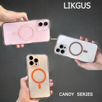 Ốp Lưng Cứng Trong Suốt LIKGUS Candy Clear Case Chống Ố Vàng Hỗ Trợ Sạc Không Dây iPhone 16 Pro Max /15  / 13 / 14 / 12