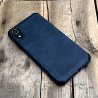 Ốp lưng da chống sốc dành cho iPhone 7  8  SE 2020  7 PLUS  8 PLUS  X  XS  XS MAX  XR  11  11 PRO  11 PRO MAX  12 MINI  12  12Pro  12 Pro Max - Hàng chính hãng - XR - Xanh dương