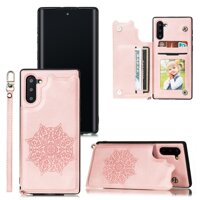 Ốp lưng da gập cho Samsung Galaxy Note10 Note10 S10 Plus S10 S10e A750 A7 2018 - Rose gold,Samsung A7 2018