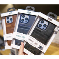 Ốp lưng da HBC dạng ví có ngăn gài thẻ cho iPhone 15 Pro Max/ 14 Pro Max kiêm dựng siêu tiện