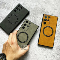 Ốp Lưng Da Samsung S24 Ultra / Galaxy S23 Ultra / S23 Plus / S22 Ultra / S22 Plus Có Vòng Từ Tính Sạc Không Dây