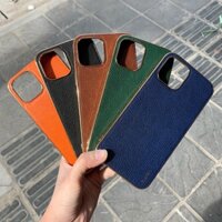 Ốp Lưng Da SULADA Iphone 14, 14 Pro, 14 Pro Max, 14 Plus Mạ Viền Vàng Chống Sốc, Chống Bám Vân Tay Hàng Cao Cấp