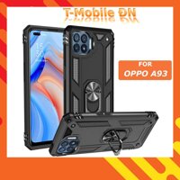 Ốp lưng dành cho Oppo A12 A3S A5S A7 A93 F11 Pro chống sốc 2 lớp kèm nhẫn iring làm giá đỡ - Oppo A93,Đen