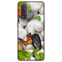 Ốp lưng dành cho Oppo Find X2 mẫu Sỏi Trắng và Bướm