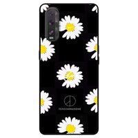 Ốp lưng dành cho Oppo Find X2 mẫu Cúc Hoạ Mi 3 Hoa Cúc Ô Vuông Xám Đen