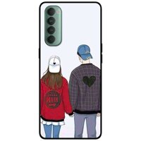 Ốp lưng dành cho Oppo Reno 4 Pro mẫu Cặp Đôi Mũ Trắng Xanh