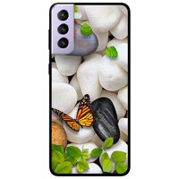 Ốp lưng dành cho Samsung Galaxy S21 mẫu Sỏi Trắng và Bướm