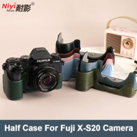 Ốp lưng đế máy ảnh bằng da PU Fuji XS20 XS10 Fujifilm X-S10 X-S20 XT10 XT20 XT30 XT30 II Phụ kiện túi đế họa tiết vải lanh bảo vệ Phụ kiện da X-T10 20 Vỏ