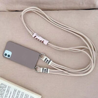 Ốp lưng đeo chéo silicon lỏng đầy màu sắc cho iPhone 15 Pro Max 14 Plus 13 12 11 Dây gai dầu + Vỏ điện thoại TPU mềm