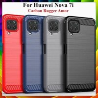 Ốp lưng dẻo Huawei Nova 7i vân sợi cacbon chống sốc Rugger Amor.