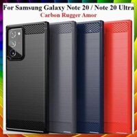 Ốp lưng dẻo Samsung Galaxy Note 20 / Note 20 Ultra vân sợi cacbon chống sốc Rugger Amor.