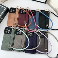 Ốp Lưng Đeo Tay Da Cừu Da Lộn Sang Trọng Cho iPhone 15 14 Plus 13 12 11 Pro Max Matte Silicon Mềm Chống Sốc