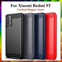 Ốp lưng dẻo Xiaomi Redmi 9T 2021 vân sợi cacbon chống sốc Rugger Amor.