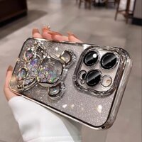 ốp lưng điẹn thoại Mềm Mạ Điện Hình Gấu Violent Cho iphone 16 15 14 13 12 11 Pro Max