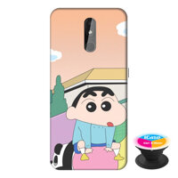 Ốp lưng điện thoại Nokia 3.2 hình Cậu Bé  và Gấu Panda tặng kèm giá đỡ điện thoại iCase xinh xắn - Hàng chính hãng