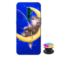 Ốp lưng điện thoại Oppo Reno 10X Zoom hình Khỉ Ngủ Dưới Trăng tặng kèm giá đỡ điện thoại iCase xinh xắn - Hàng chính hãng