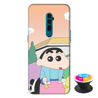 Ốp lưng điện thoại Oppo Reno 10X Zoom hình Cậu Bé  và Gấu Panda tặng kèm giá đỡ điện thoại iCase xinh xắn - Hàng chính hãng