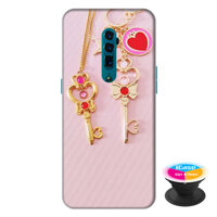 Ốp lưng điện thoại Oppo Reno 10X Zoom hình Chìa Khóa Tình Yêu tặng kèm giá đỡ điện thoại iCase xinh xắn - Hàng chính hãng