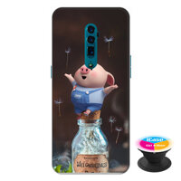 Ốp lưng điện thoại Oppo Reno 10X Zoom hình Heo Con Thư Giãn tặng kèm giá đỡ điện thoại iCase xinh xắn - Hàng chính hãng