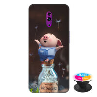 Ốp lưng điện thoại Oppo Reno hình Heo Con Thư Giãn tặng kèm giá đỡ điện thoại iCase xinh xắn - Hàng chính hãng