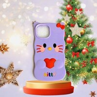 Ốp Lưng Điện Thoại Silicon Mèo Kitty May Mắn, Siêu Xinh Cho IPHONE Màu Tím