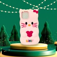 Ốp Lưng Điện Thoại Silicon Mèo Kitty Màu Hồng Cho IPHONE