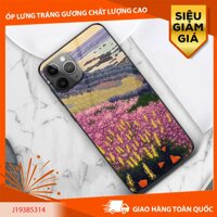 ỐP LƯNG  ĐIỆN THOẠI TRÁNG GƯƠNG KÍNH CƯỜNG LỰC ĐỒI HOA MÀU TÍM