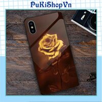 ỐP LƯNG  ĐIỆN THOẠI TRÁNG GƯƠNG KÍNH CƯỜNG LỰC BÔNG HOA HỒNG VÀNG KHÔ - PUKISHOPVN