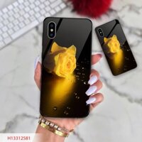 ỐP LƯNG  ĐIỆN THOẠI TRÁNG GƯƠNG KÍNH CƯỜNG LỰC HÌNH BÔNG HOA HỒNG VÀNG - PUKISHOPVN