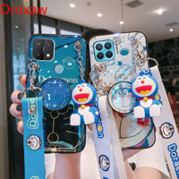 Ốp lưng Doremon OPPO A15 A93 A73 A31 A53 A32 A9 A5 2020 A72 A52 A92 A72 5G Reno 4f 4 Lite 4Z 4 Pro 4G 4 SE A92S Ốp lưng dễ thương Vỏ mèo hoạt hình Blu-ray tinh tế + Giá đỡ + Dây buộc Bìa mềm