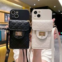 Ốp lưng for iPhone 16 15 14 13 12 11 Pro Max X XR XS Max 8 7 6 6S Plus + SE 2020 Protect Camera Rhombus Grid Change Purse Soft Case